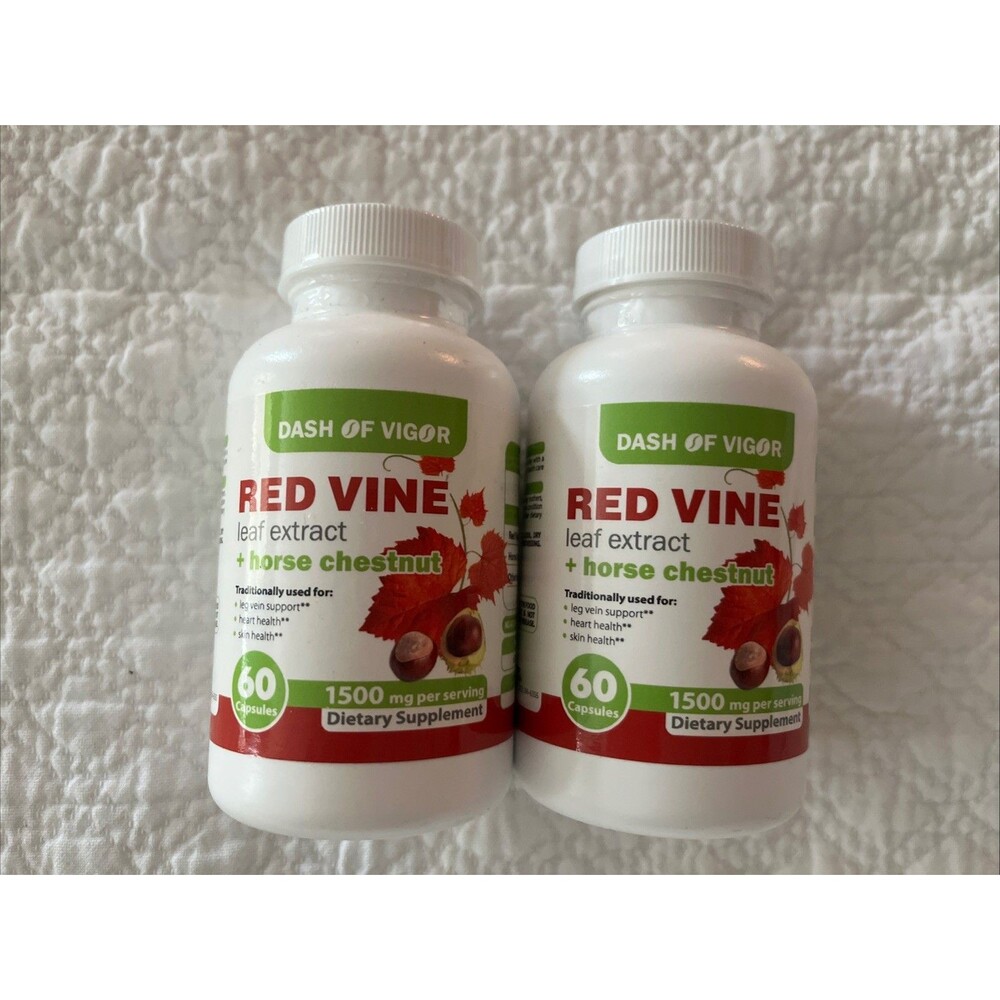 2x Dash of Vigor Red Vine Leaf Extract , Red Vine Extract, 1500 mg, 60 Capsules